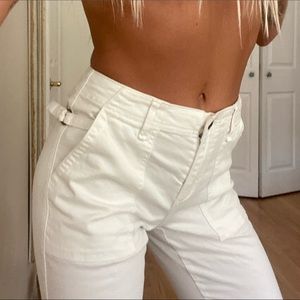White anthropology cropped slightly flared pants
